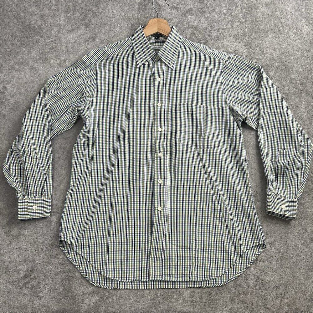 BERGDORF GOODMAN Shirt Mens Small Plaid Long Sleeve Button Up Casual Preppy